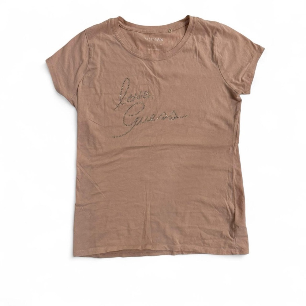 Y2K Pink Guess Rhinestone Embellished T-Shirt Blingy Diva